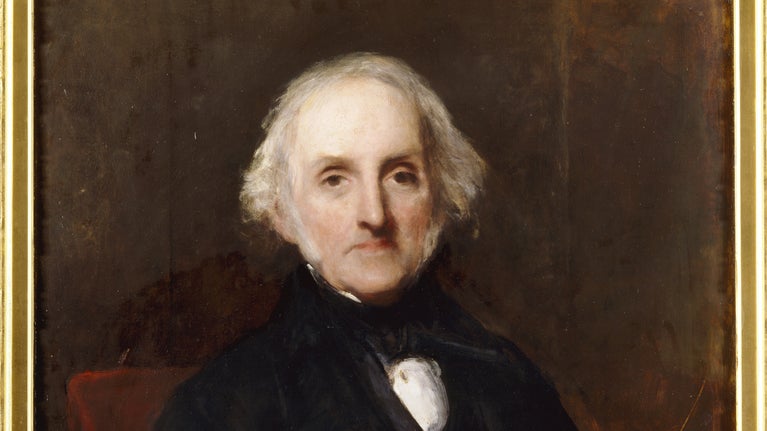 Oil painting of William Gibbs (1790–1875) by Eugene-Francois- Marie-Joseph Deveria, c1850, at Tyntesfield, North Somerset